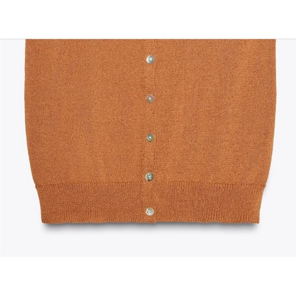 Zara NWT tan rust orange button front knit vest cardigan - Picture 9 of 9